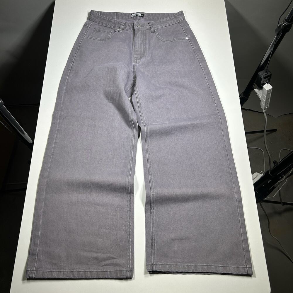 Bareline Jeans Men’s 28x29 Gray Denim Baggy Wide Leg Denim Y2K Skater NWOT